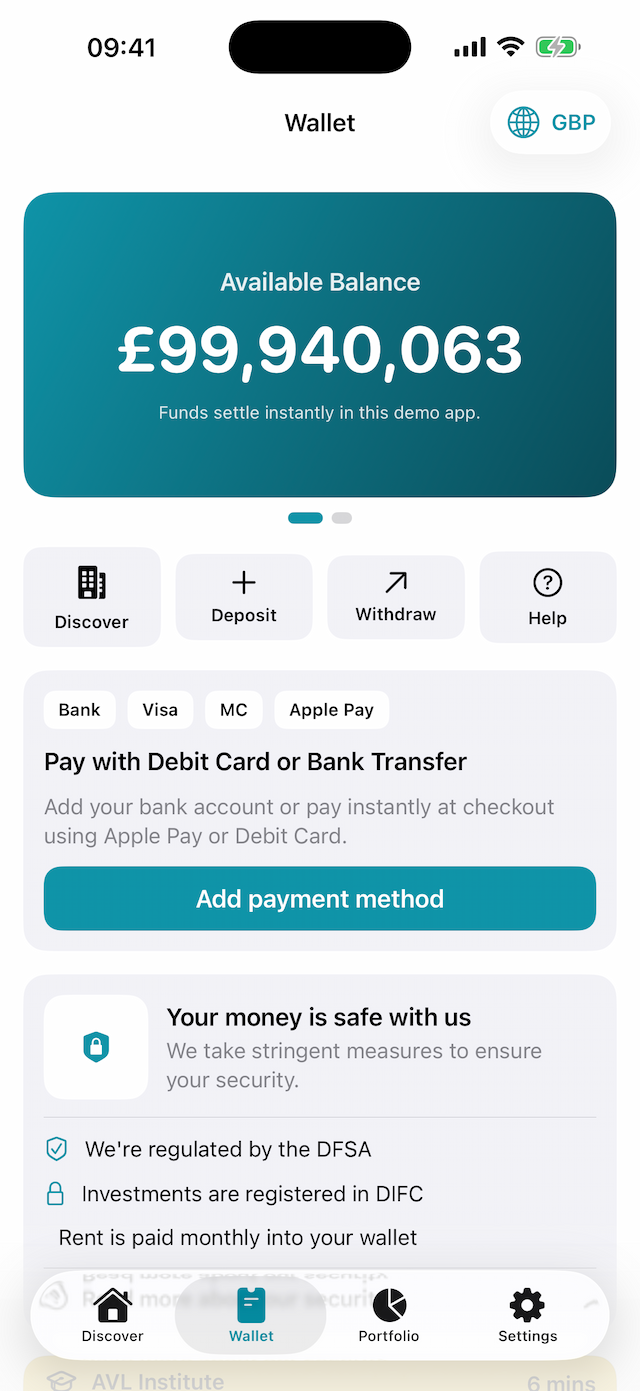 BuyAsset portfolio screen